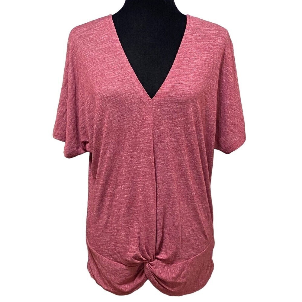 Juicy Couture Heathered Red Twist Front V-Neck Boho Tee Shirt Small Y2K